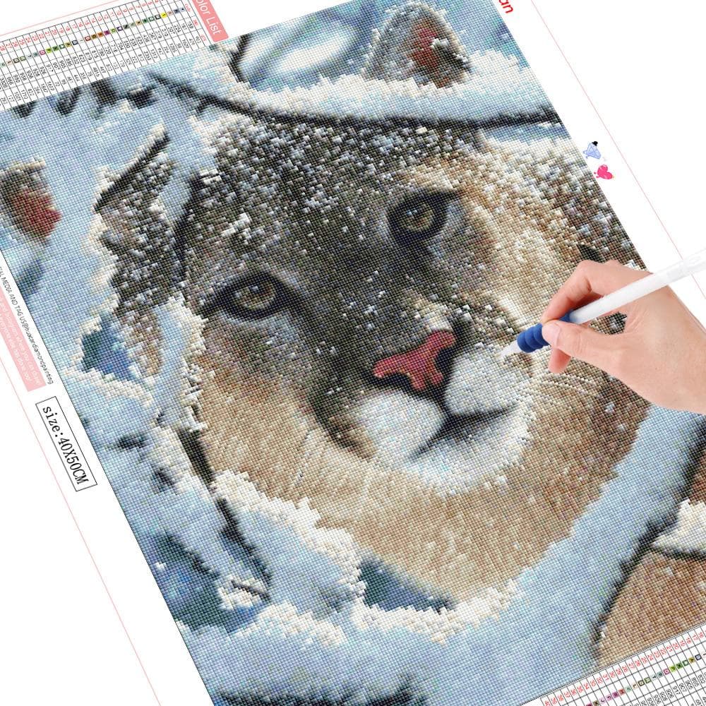 5D Diamond Painting Full Round Asnow Leopard Diamond Art Embroidery Animal Arrival Home Decoration 20X30CM