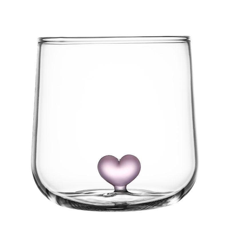 Creative Heart Couple Cup Glass Coffee Mug Tea Cups Breakfast Milk Juice Cup Cute Lovers Gift 301-400ml pink