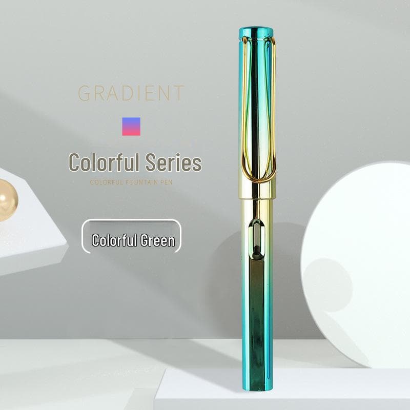 Colorful Student Fountain Pen with Replaceable Ink Capsule for Calligraphy and Correct Writing Posture +1 Black Ink Cartridge