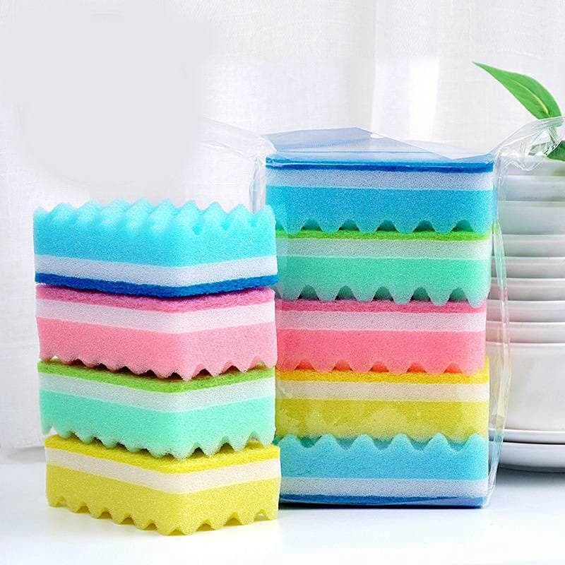 Sponge Brush Pot Dish Cleaning Dishwashing Color Small Wave Scouring Cloth Mop Sponge Kitchen Spong Mop 10.5*6.8*3.5cm