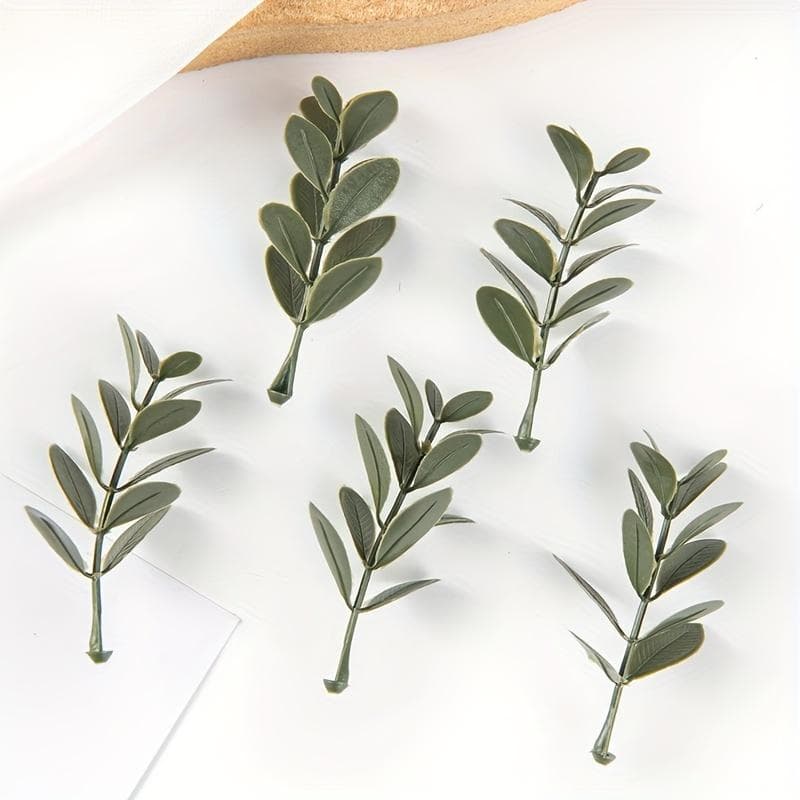 20pcs Artificial Plastic Plant Leaves, Fake Greenery Potted Plants, Decorative Plastic Aquatic Grass Bundles, Bonsai Flower Accessories 20pcs