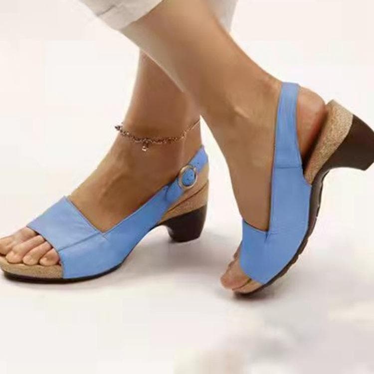 Fashion Shoes Women Sandals Square Toe Comfortable Platform Shoes Woman Mid Heel Beach Party Sandals Plus Size Zapatos Mujer 39 light blue