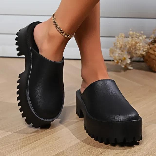 Summer Fashion Casual Solid Color Baotou Women's Sandals Sexy Heightening Flat Bottom Heightening Slippers 39 black