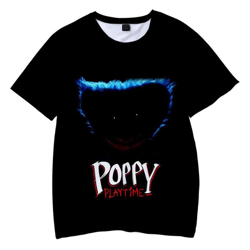 Poppy Playtime T-Shirts Huggy Wuggy Horror Game Cartoon 3D Print boy/girl O-Neck fashion T Shirt Kids Boys Tees Tops Clothing 140CM