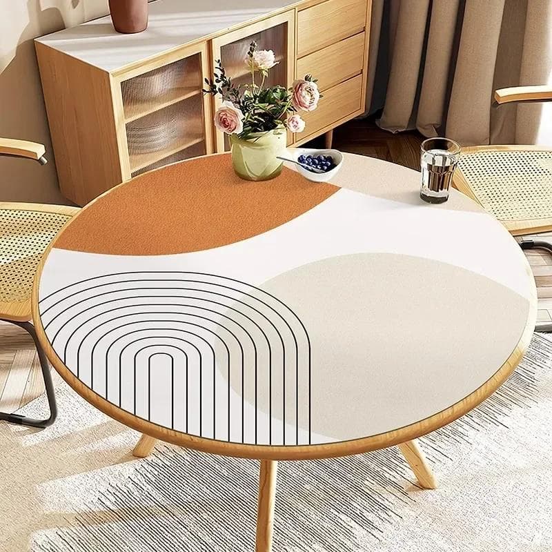 Round Waterproof Tablecloth Pvc Oil-proof Anti-scalding Dining Table Mat Japanese Minimalist Style Home Decoration Tablecloths Diameter 160cm
