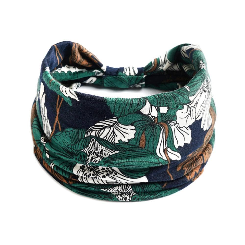 New Vintage Knot Elastic Headbands Turban Headwrap Wide For Women Girls Flower Print Cotton Soft Boho Bandana Hair Accessories 10