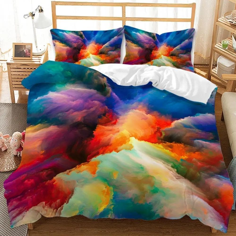 Marble Duvet Cover Set Tie Dye Blue And Orange Modern Art Abstract Twin Bedding Set Double Queen King Microfiber Comforter Cover 70x133cm 2pcs