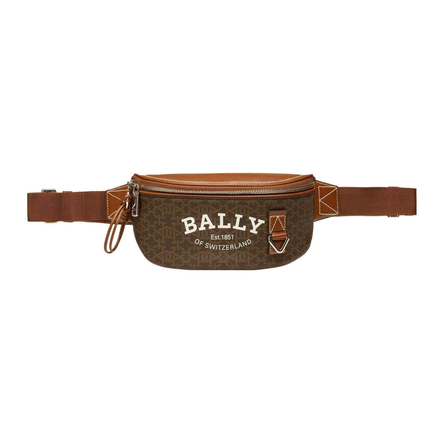 Bally Chatey Classic Monogram Print Commuter Fashion Practical TPU Wallet Men Wallet Brown 6300184 Basic Set (Bag+Dust Bag)
