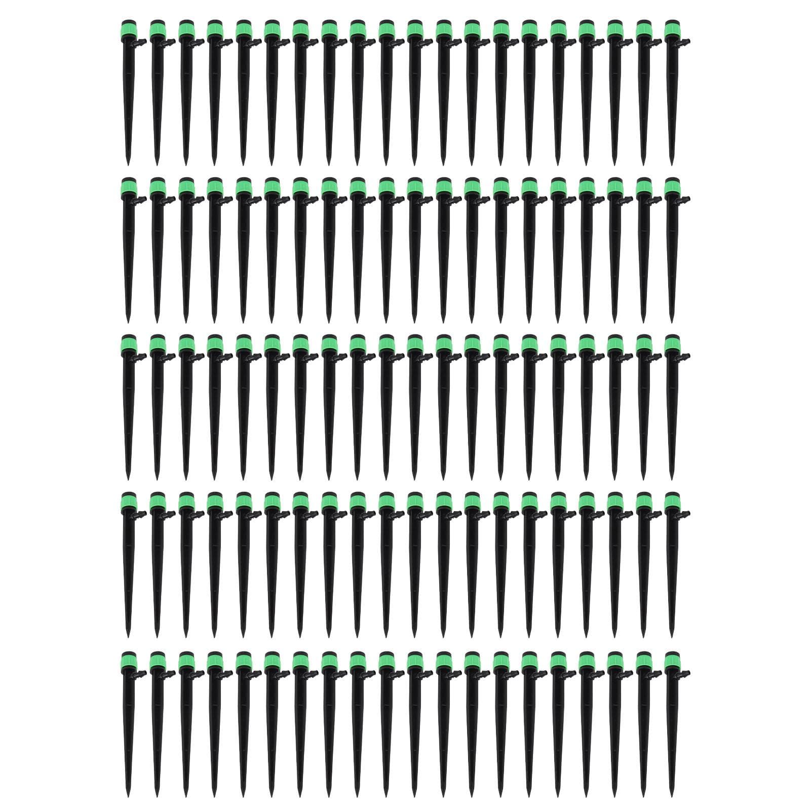 100pcs Drip Emitters 360 Degree Adjustable Water Flow Drippers Sprayer for Patio Lawn Bed Watering green