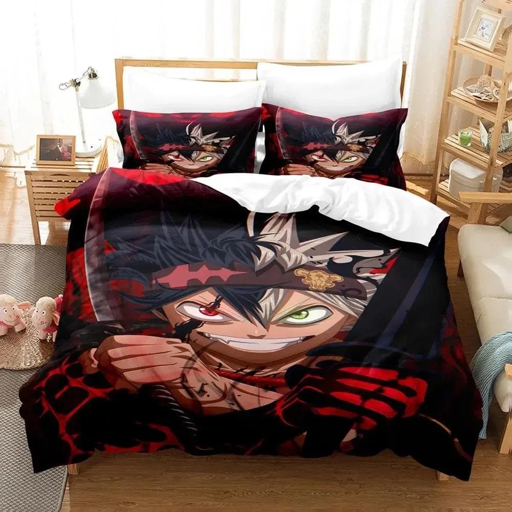 Anime Black Clover Bedding Set Duvet Cover Bed Set Quilt Cover Pillowcase Comforter king Queen Size Boys Adult Bedding Set AU King 240x210cm