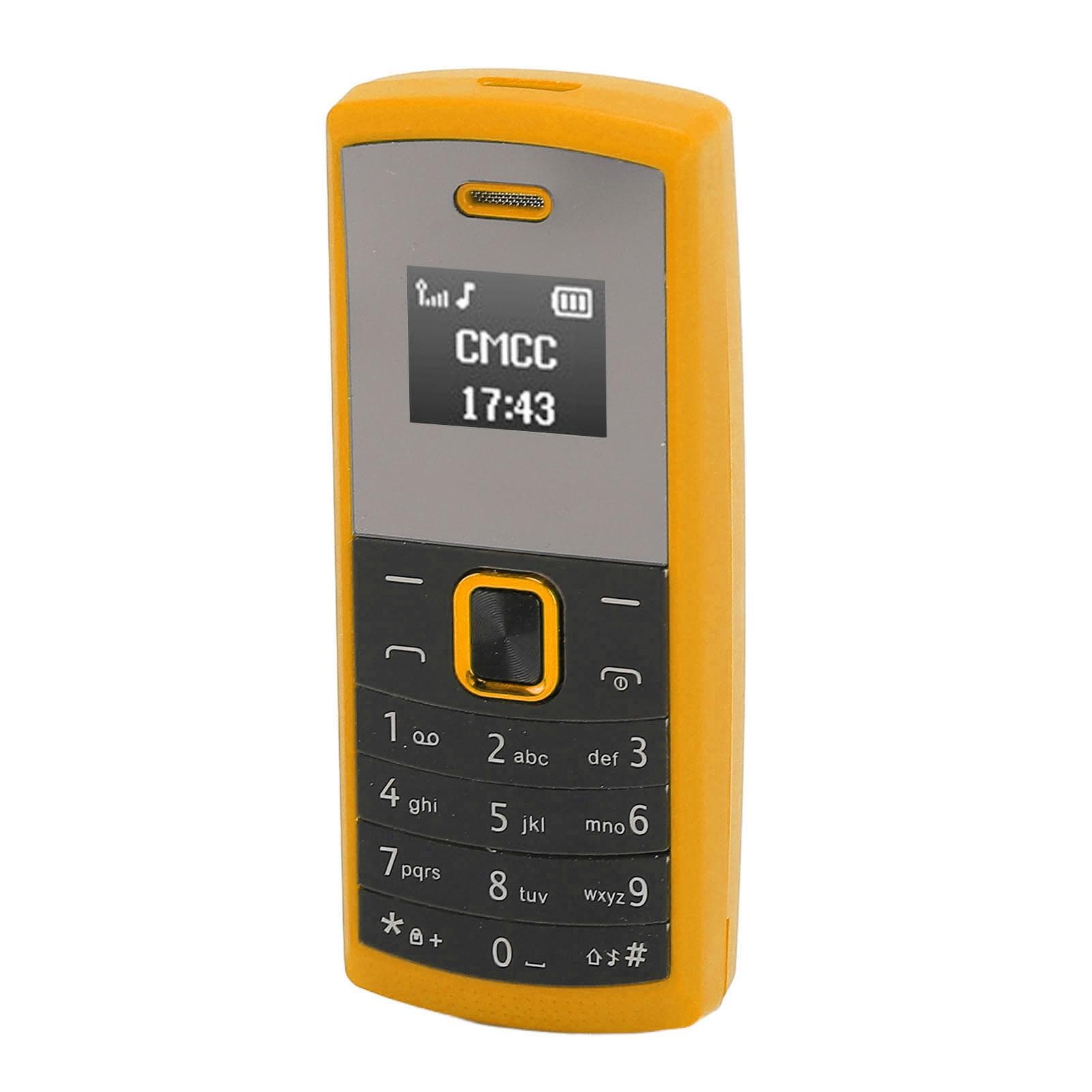 BM01 Smallest Mobile Phone 2 in 1 Miniature Cell Phone with Speakerphone BT Support Dual SIM Card yellow