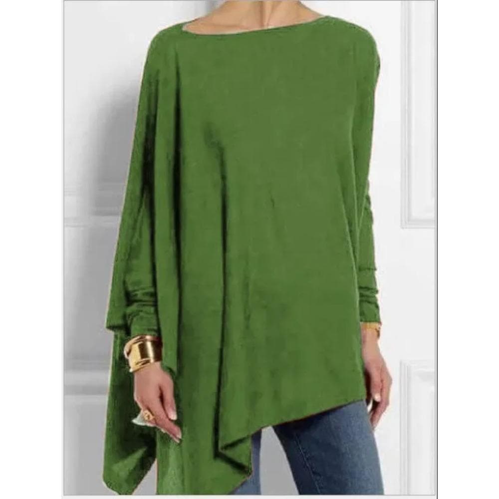 Cotton Irregular Womens Tops And Blouses Casual O Neck Long Sleeve Top Female Tunic 2024 Autumn Plus Size Women Blusas Shirts S green