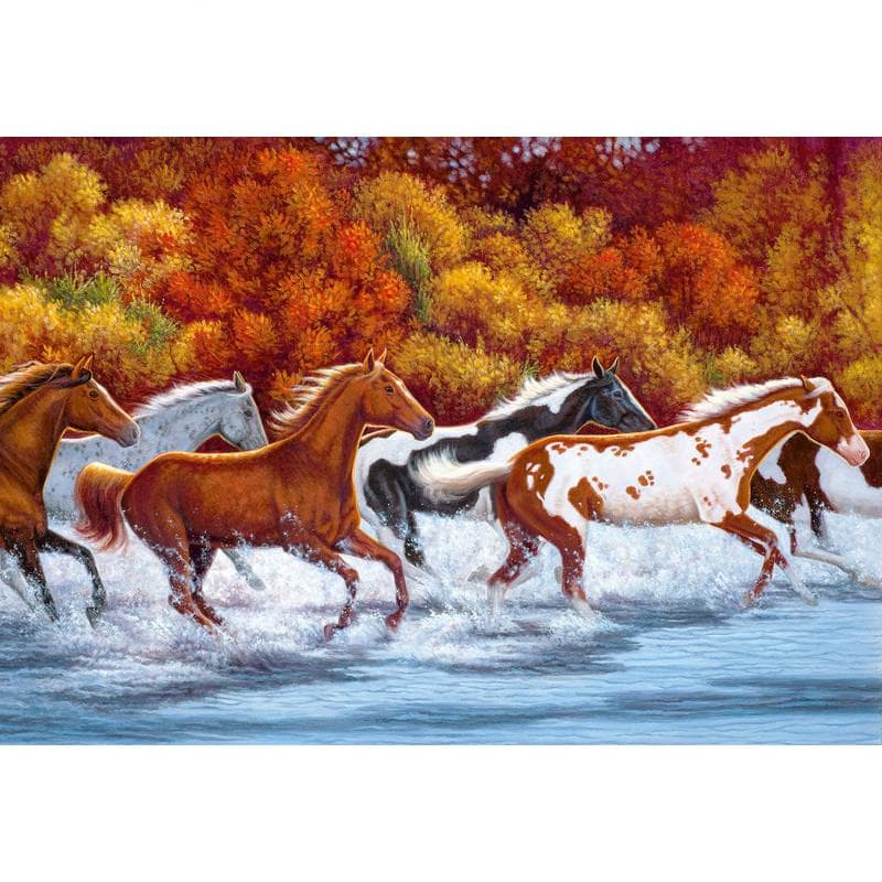 5D DIY Diamond Painting Running Horses Embroidery Mosaic Cross Stitch Rhinestone Decor 20X30CM