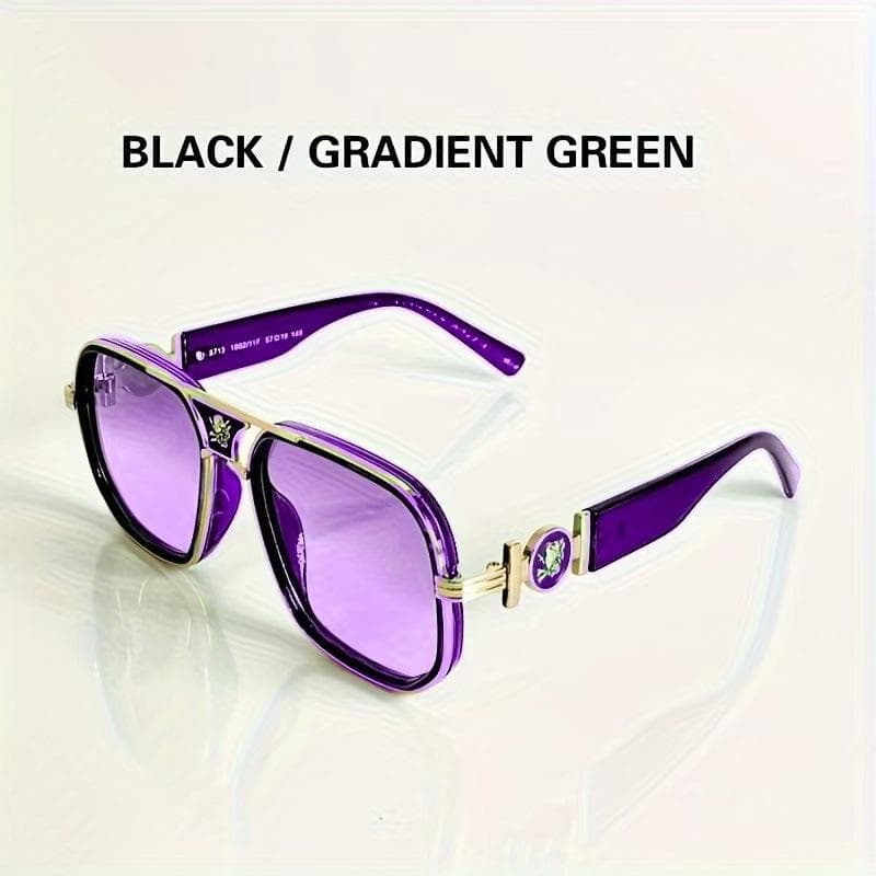 Medusa Sunglasses With Head Decoration For Men And Women, Classic Metal Sunglasses With Middle Beam, Uv Protection