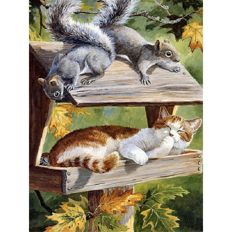 Diamond Embroidery with Cats 5D DIY Diamond Embroidery Mosaic Picture Of Rhinestone Decoration Home 20X30CM