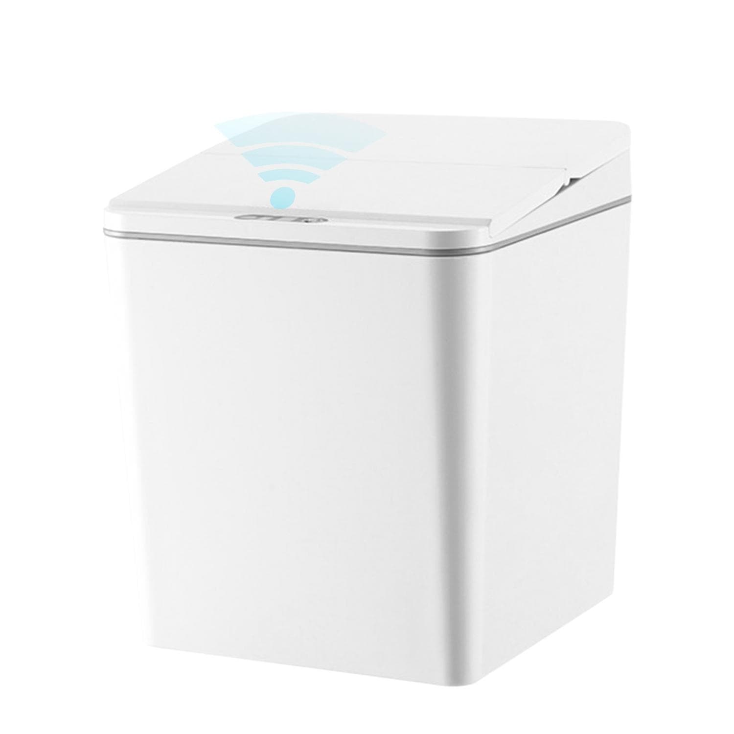 Touch-free Trash Cans Smart Induction Trash Bin Automatic Garbage Can Infrared Motion Sensor 6L white