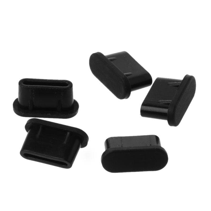 5PCS Type-C Dust Plug USB Charging Port Protector Silicone Cover for Samsung Huawei Smart Phone Accessories black