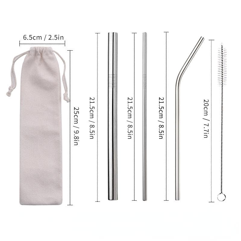 Drinking Straw Set Colorful Reusable Straw Stainless Steel Straw Wide Pearl Milkshake Bubble Tea Straw With Brush