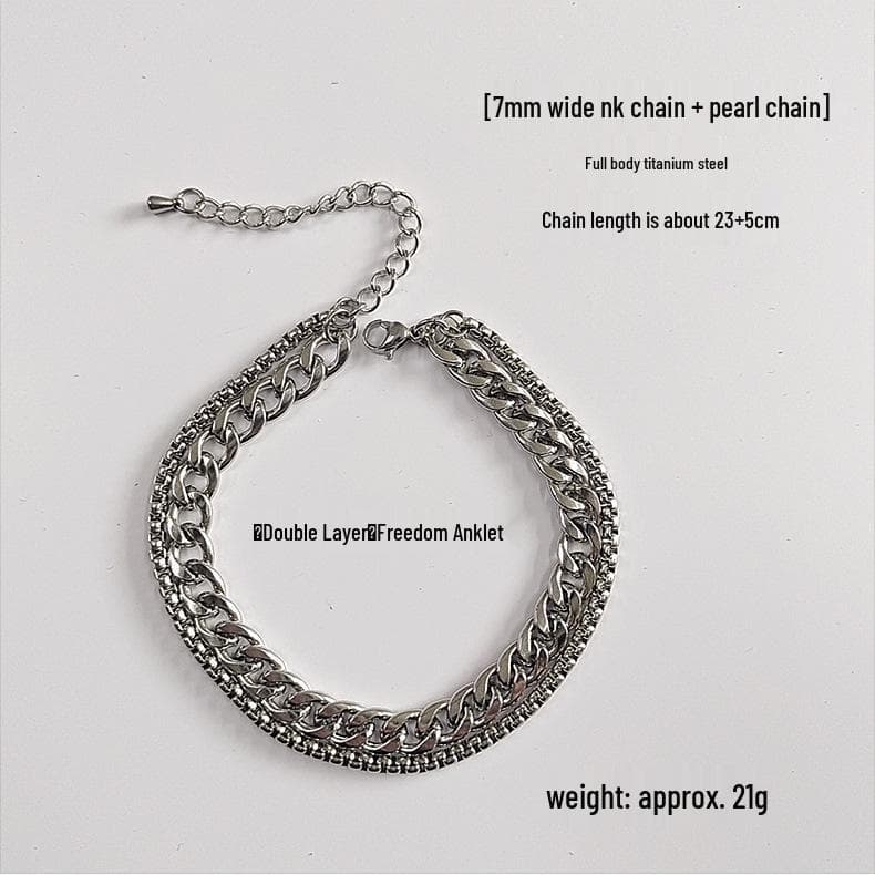 Korean Harajuku Titanium Steel Anklet: Hip-Hop Style, Non-Fading, Trendy Men's Accessory
