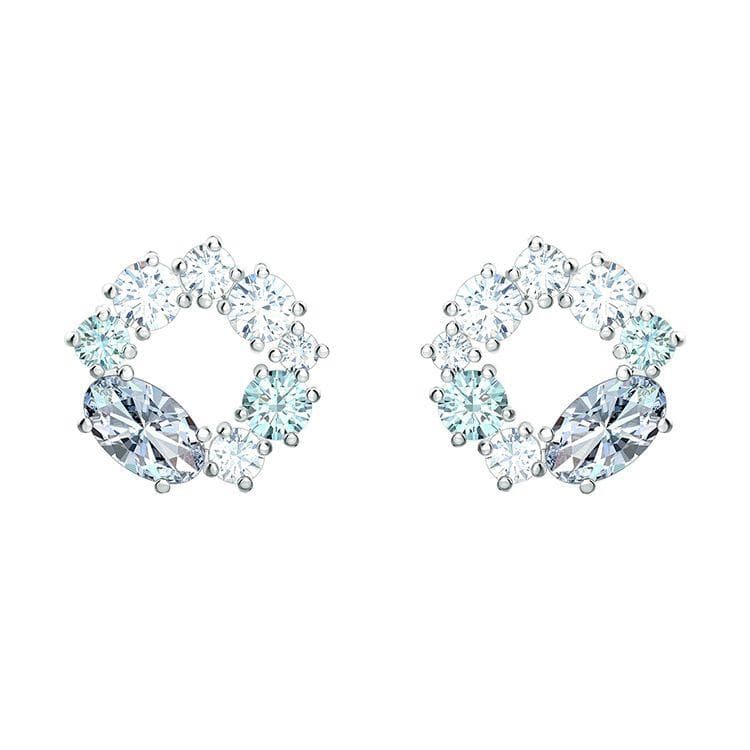 Swarovski Attract Circle Rhodium Plated Alloy Earrings Blue Gradient Women earrings 5570943 Box (Random Color)