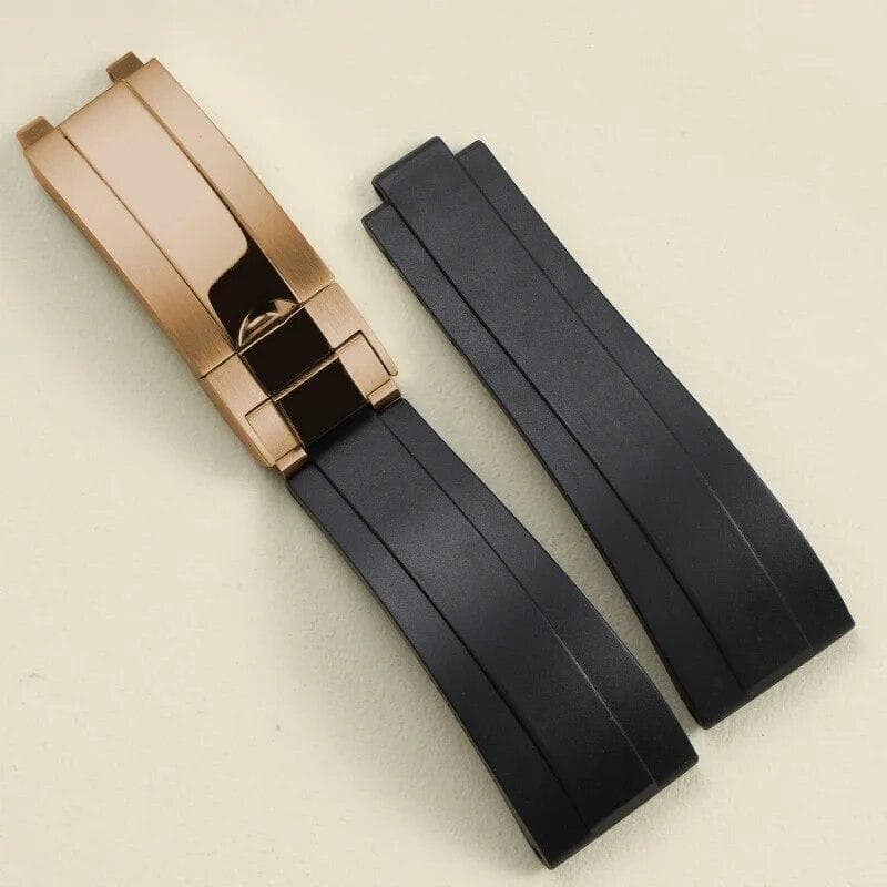 21 20mm Black Blue Brown Blue Rubber Watchband For Rolex Submariner DMT Daytona Strap Tape Delpoyment Clasp With Crown Logo 7 20mm with logo