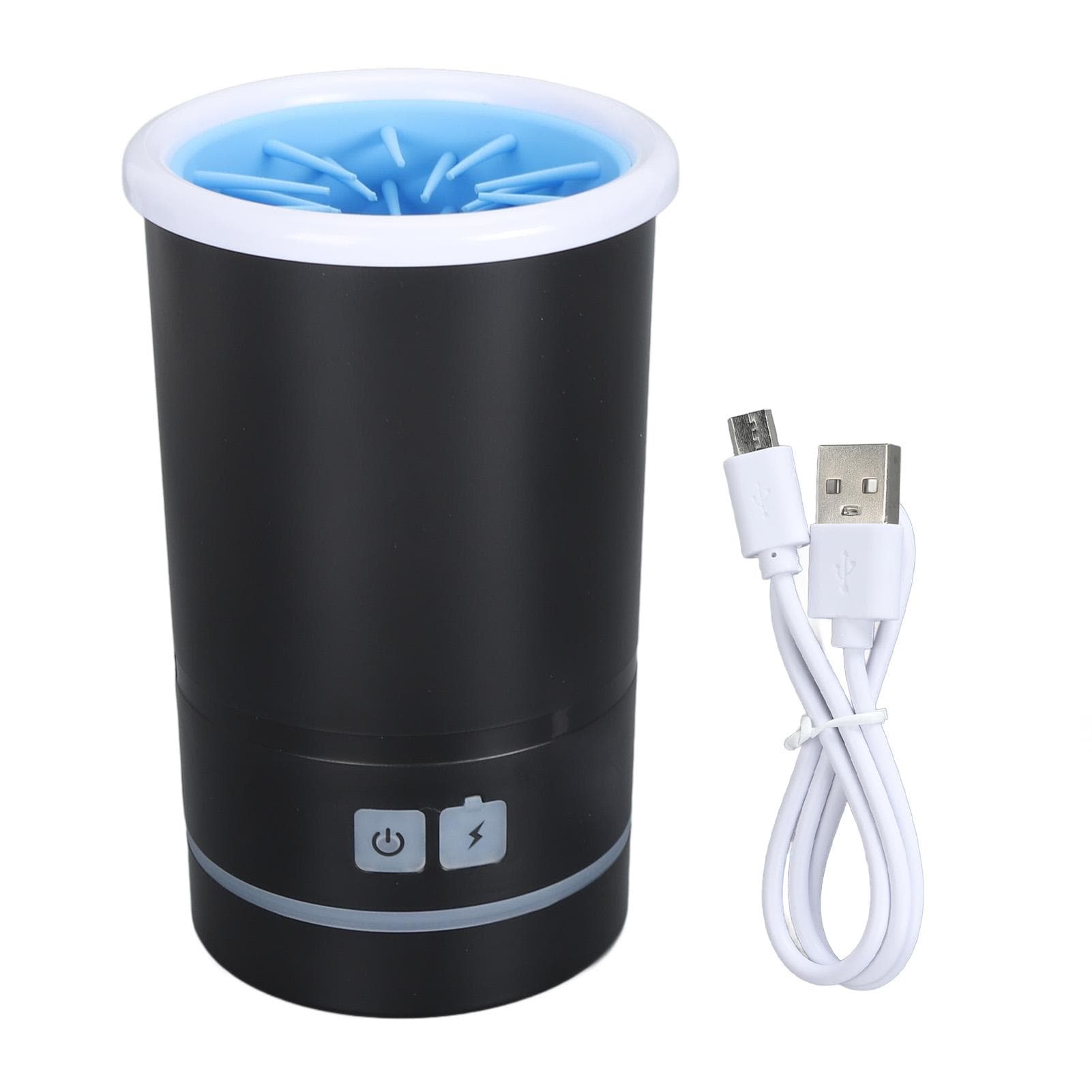Dog Paw Washer Automatic USB Charging Soft Bristles Portable Electric Pet Foot Cleaner for Small L black white