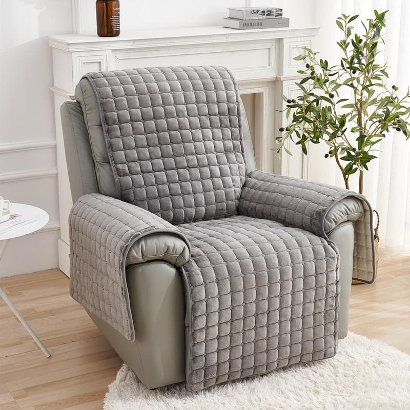 Thicken Jacquard Recliner Sofa Covers for Living Room Leaves Printed Pet Kids Sofa Mat Non-Slip Armchair Slipcovers Protector 2 Seat (116x190cm) grey