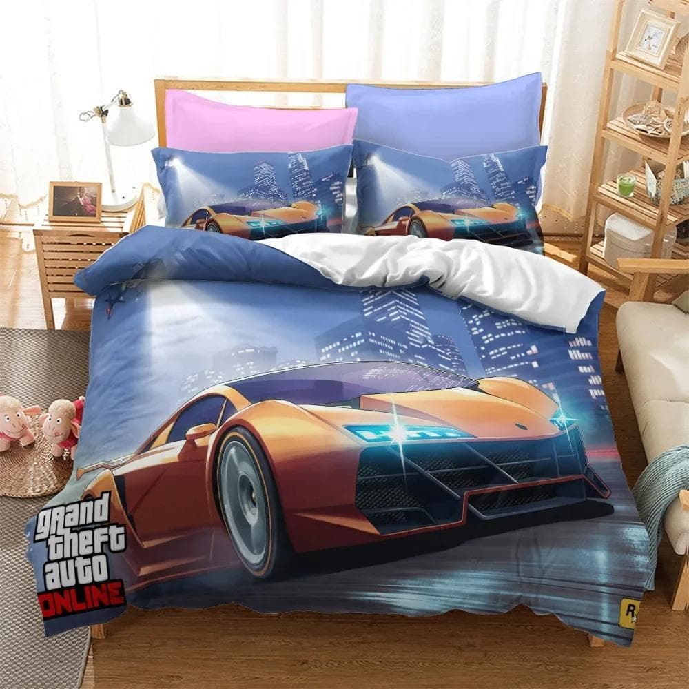 3D Cartoon Game Grand Theft Auto Duvet Cover with Pillow Cover Bedding Set Single Double Twin Full Queen King Bed Set Room Decor 70x133cm 2pcs