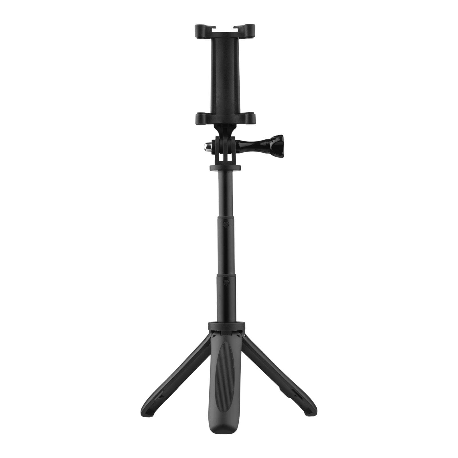 Portable Foldable Mini Desktop Tripod Phone Holder with 3 Sections Extendable Adjustable Phone Clip black