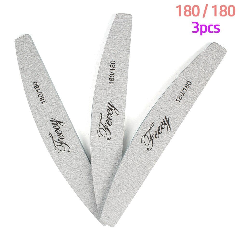 3Pcs Double Sides Nail File Sandpaper Strong Thick Professional Nail Files Buffer For Manicure Half Moon Sanding Lime Tool