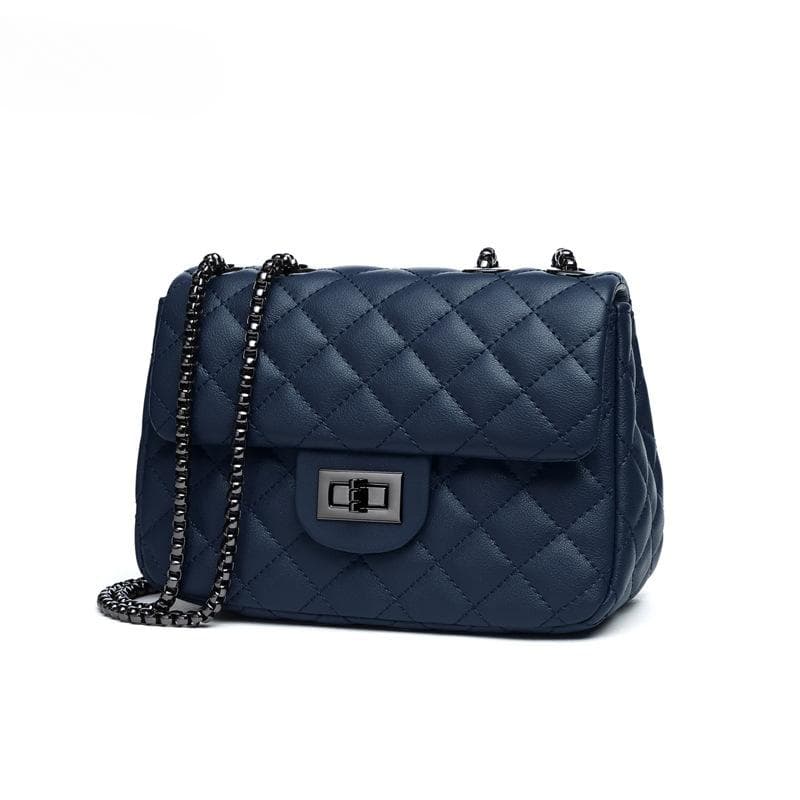 Women's Leather Bag Small Fragrant Wind Diamond Check Chain Bag Shoulder Bag Fashion Crossbody Bag Women 20*8*14(cm)