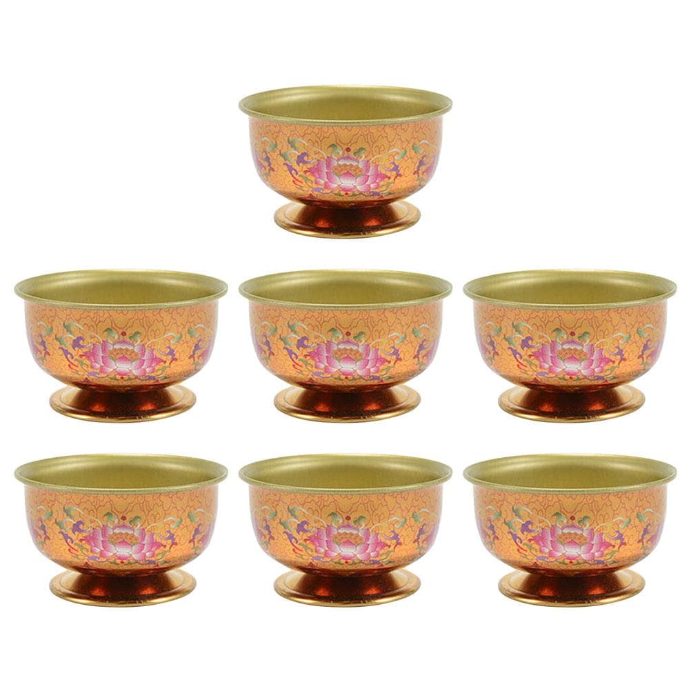 7Pcs Tibetan Offering Bowls Altar Temple Water Cup Desk Buddha before the water supply bowl Sacrifice Nepal Sing Bowl Meditate