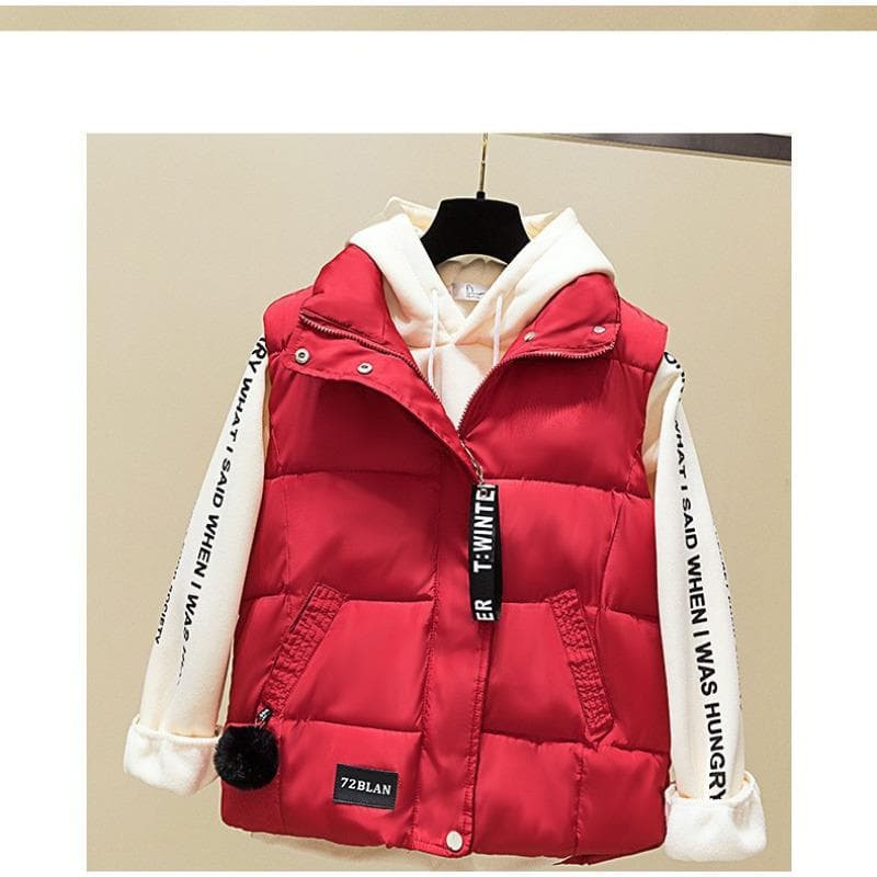 Autumn and Winter Cotton Vest Women's Short Korean Version Women's Vest Women's Jacket Cotton Vest XXXL red