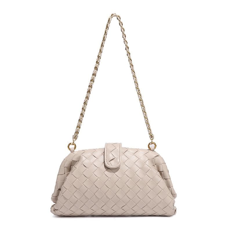 Woven Bag, Clutch Bag, Personalized Cloud Bag, Fashionable Single-shoulder Crossbody Women's Bag, Chain Clip Shell Bag
