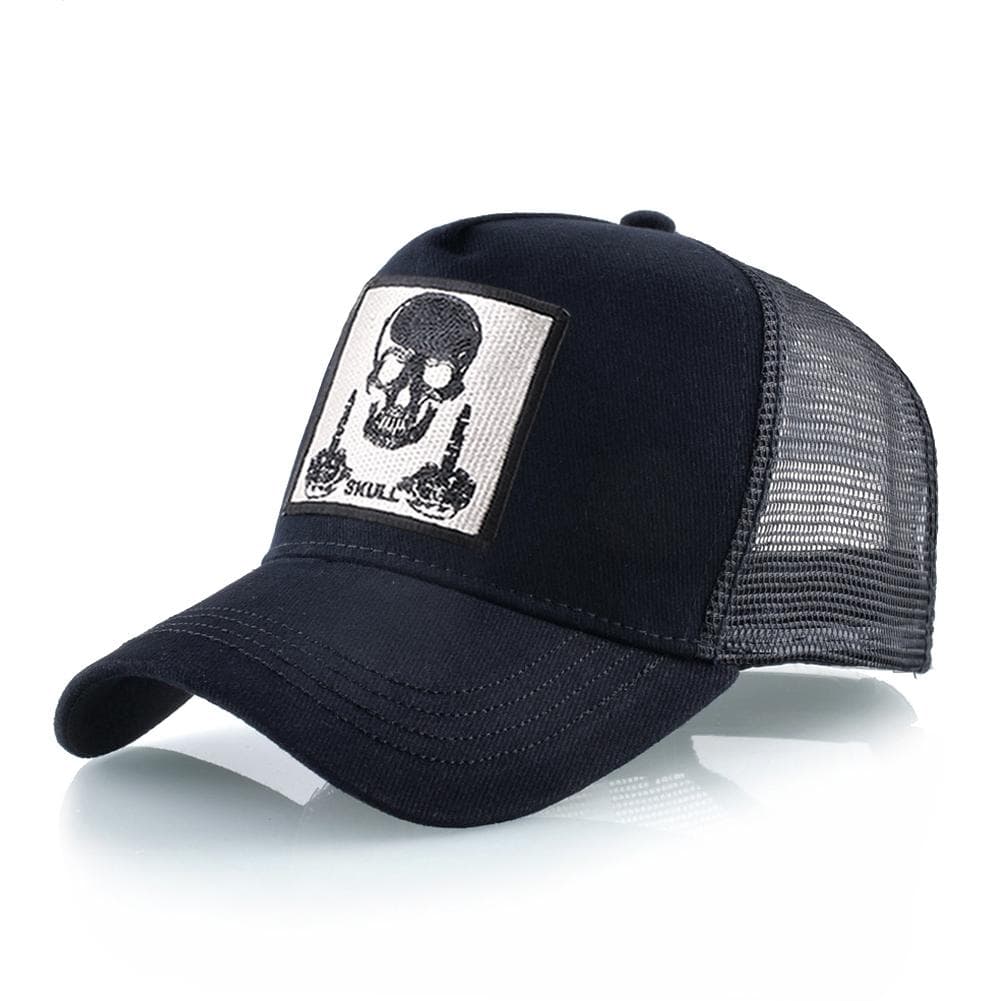 Men's Baseball Cap With Embroidery Skull Patch Snapback Hip Hop Trucker Cap Women Four Season Outdoor Breathable Visor Bone Hats 56-59CM