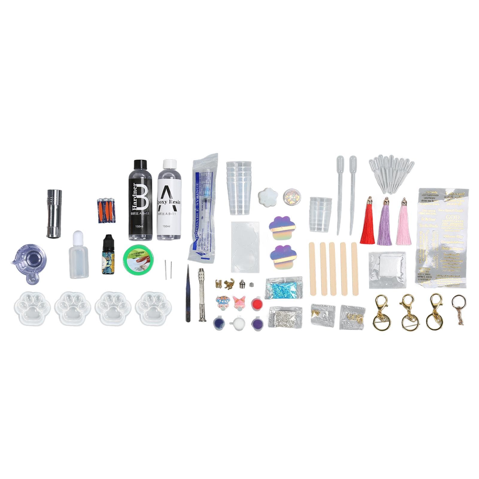 Cat Paw Resin Kit DIY High Elasticity Complete Tools Silicone Keychain Mold for Beginner for Home