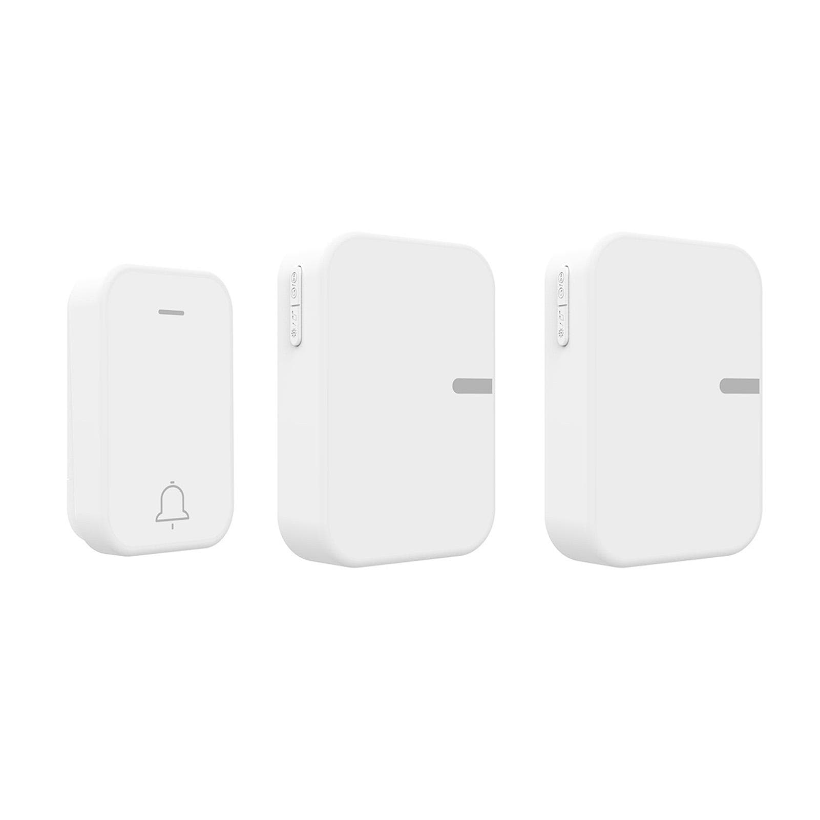 Self Powered Wireless Doorbell Waterproof  Smart Doorbell Without Battery 150M Remote Distance 2 EU-1 Doorbell and 2 Receiver white