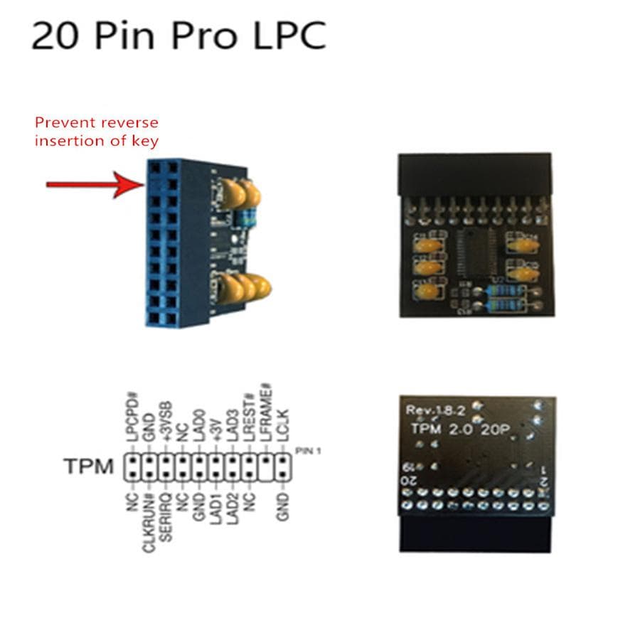 TPM 2.0 Module Trusted Platform 20 Pin For ASUS TPM-L R2.0 Pro LPC AOM-TPM-9665V