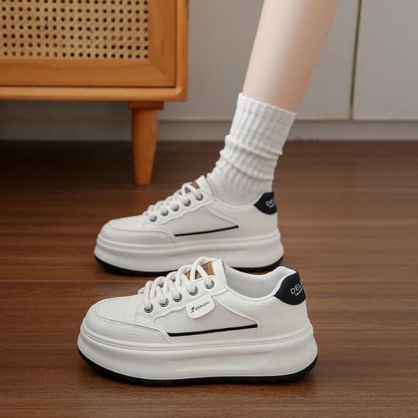 Leather Women's Shoes Casual Female Sneakers Autumn Wedge Basket All-Match Clogs Platform Round Toe Genuine Leather Fall 39