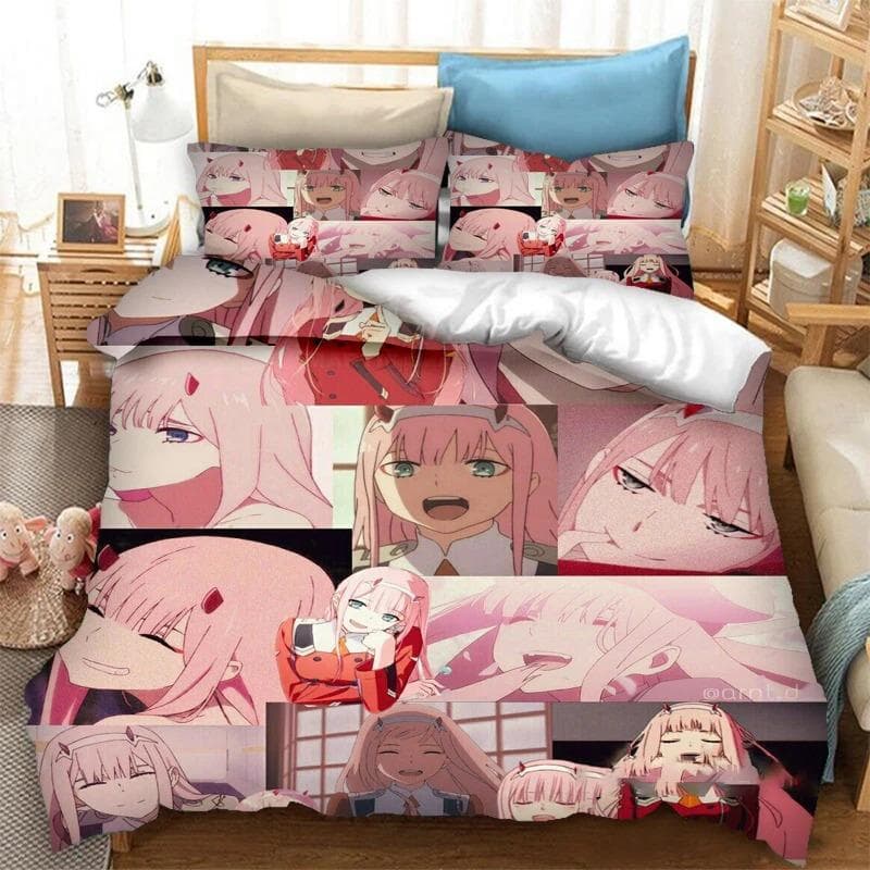 DARLING in the FRANXX Zero Two 02 Bedding Set Boys Girls Twin Queen Size Duvet Cover Pillowcase Bed Kids Adult 70x133cm 2pcs