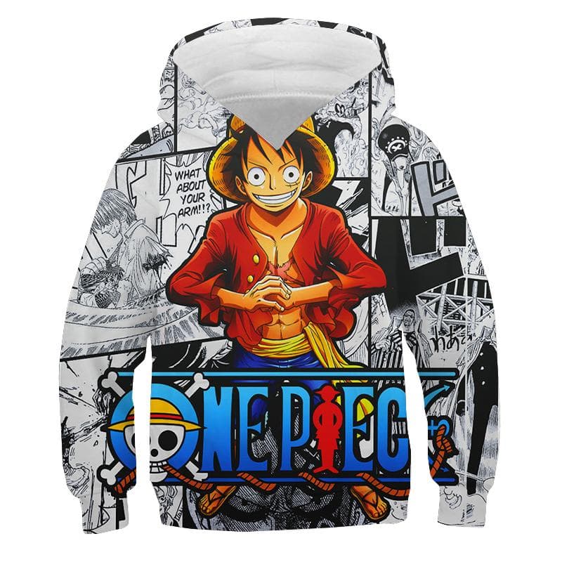 One Piece Hoodie Kids hooded Sweatshirt Anime Luffy Hoodie Kids Clothes Boys Girls Long Sleeve Autumn Warm Pullover Casual Tops M