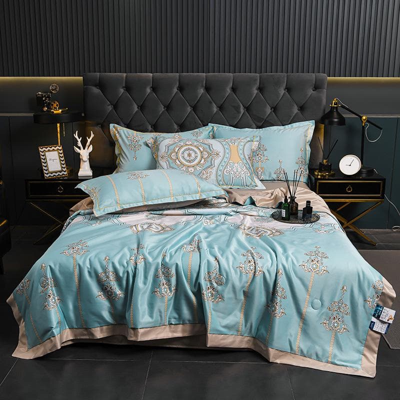 Summer Bedding Sets Luxury 4pcs Quilt Set Single Double Queen King Size Satin Washed Polyester Pillowcase Quilt Bed Sheet Set 150x200cm 1pc