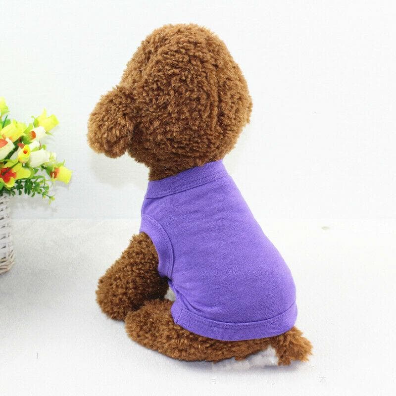 Plain Cotton Cat Dog Clothes Summer Small Medium Dogs Vest Pet T-shirt Clothing Solid Color Pet Vest L+ purple