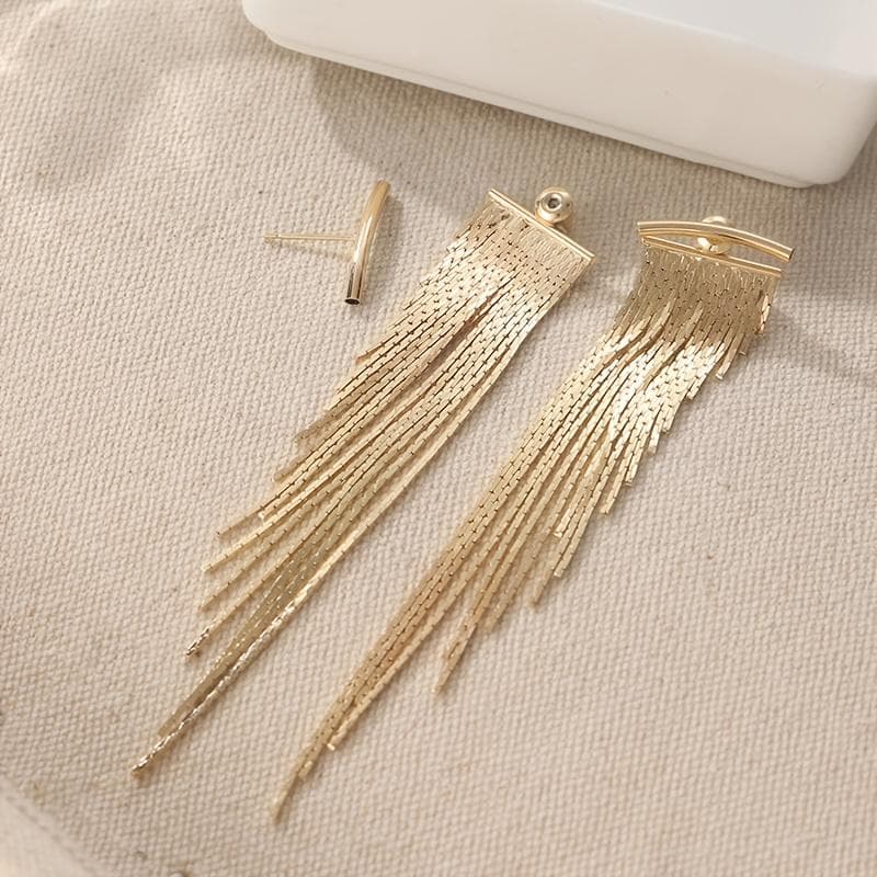1Pair of Fashion Trend Gold Fringed Stud Earrings, Women's Daily Party Shining Accessories, Exquisite Accessories, Holiday Gifts gold