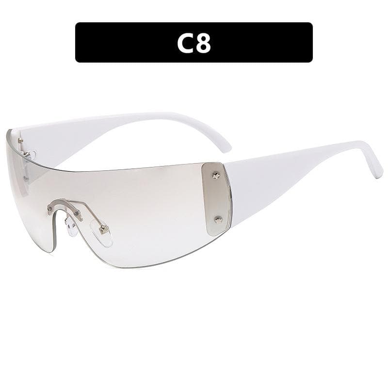 Punk One Piece Sunglasses Y2k Oversized UV Protection Sports Wrap Around Goggles for Women Fashion Eyewear As Picture