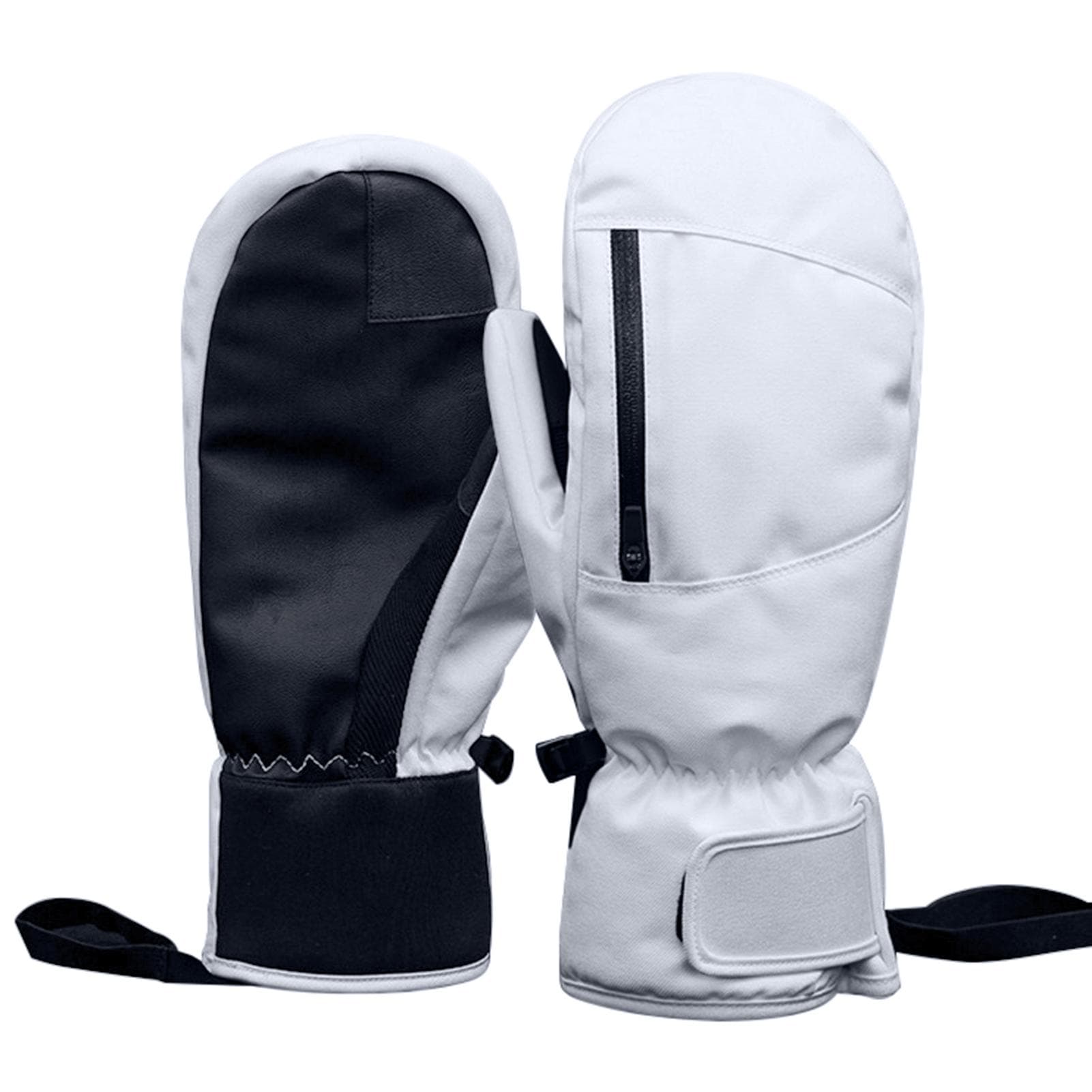 Snowboard Mittens for Women Men Waterproof Ski Gloves Touchscreen Snow Gloves for Winter Snowboard L white