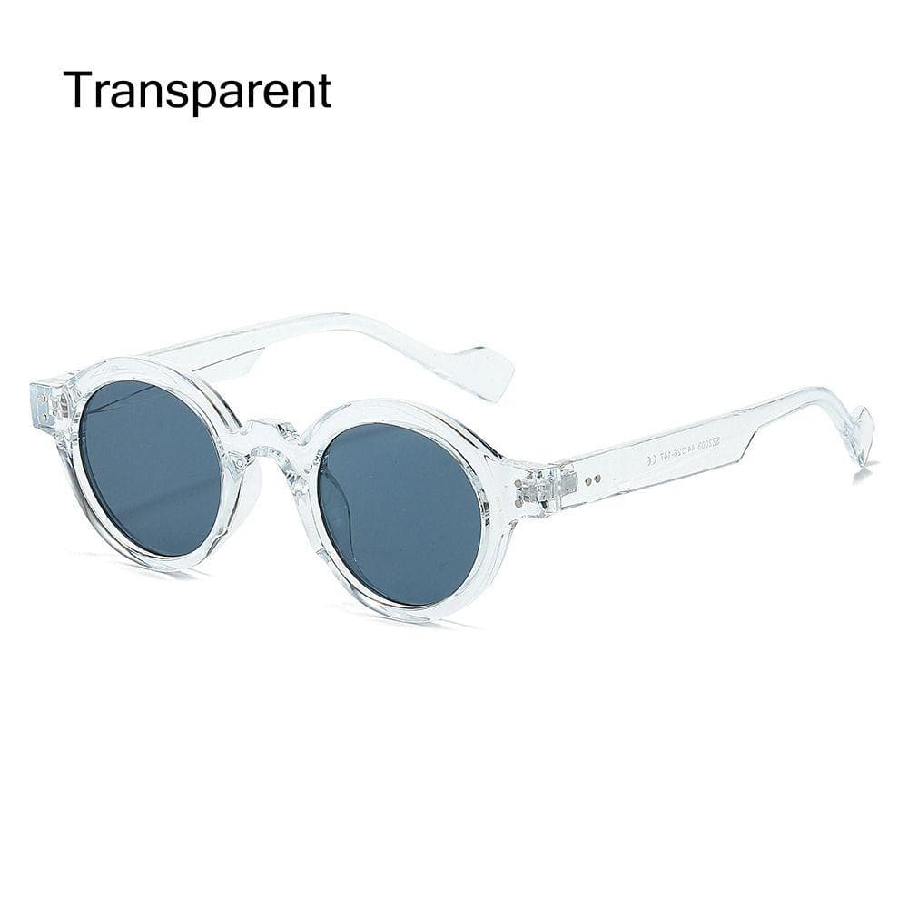 Double Color Round Sunglasses UV400 Clear Lens Punk Retro Shades with Rivets for Women Men Fashion