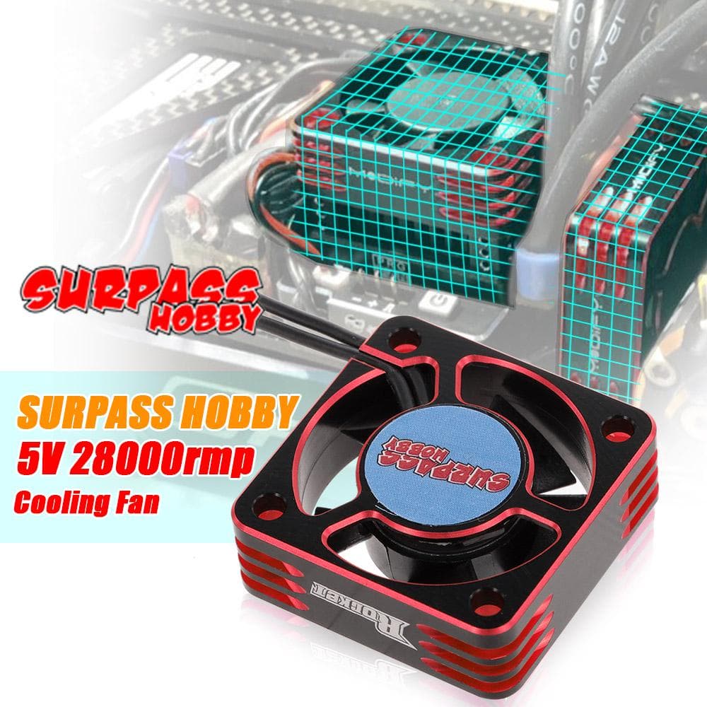 SURPASS HOBBY 5V 28000rmp Cooling Fan for 540 Sensored Sensorless Motor RC Car Motor red