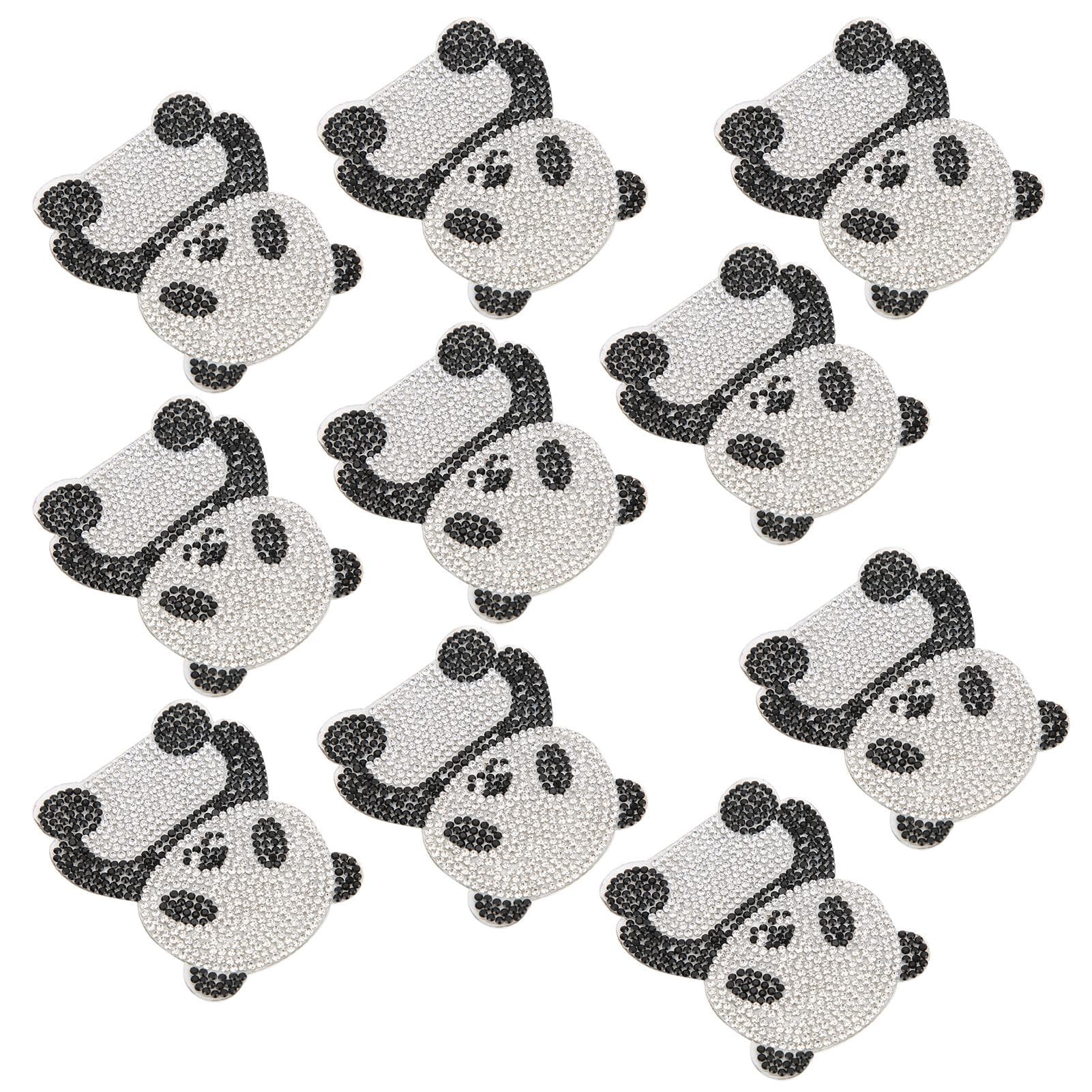 10Pcs Rhinestone Patch Iron On Crystal Applique Cartoon Decoration for DIY CraftPanda