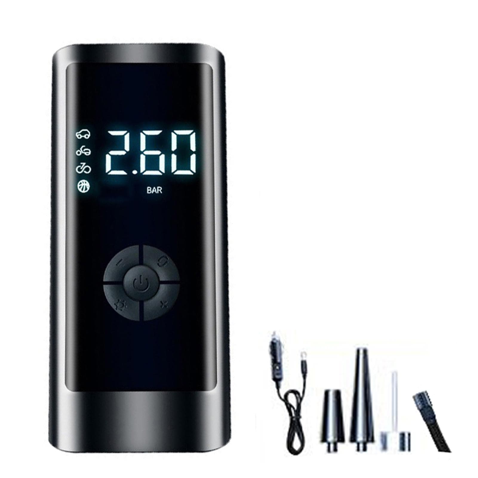 Portable Smart Digital Air Pressure Electric Inflator Pump Black For Cars Automobile Inflatable mat wire black